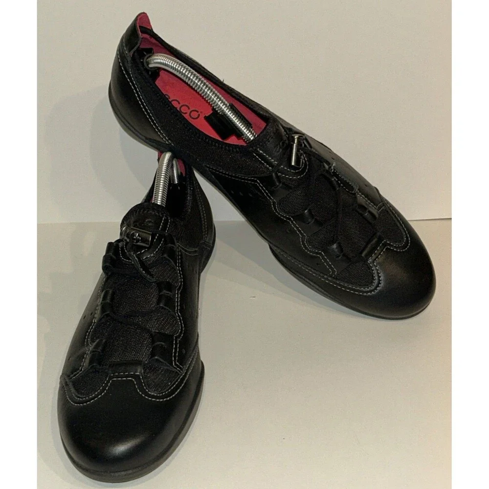Ecco Bluma Women's Sneakers Black Leather Toe Toggle Speed Lacing EUR 43 US 12